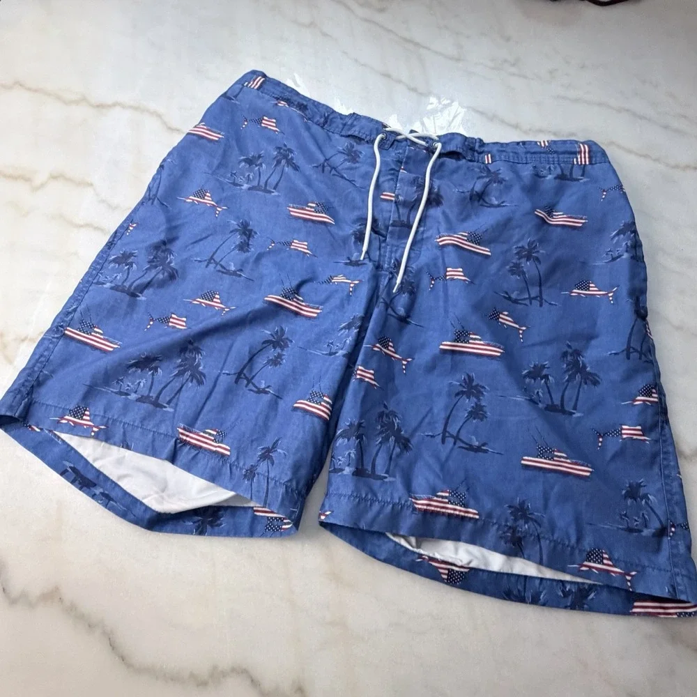 St John's Bay Men's 3XL Board Swim Short Board American Flag Palm Beach Vacation